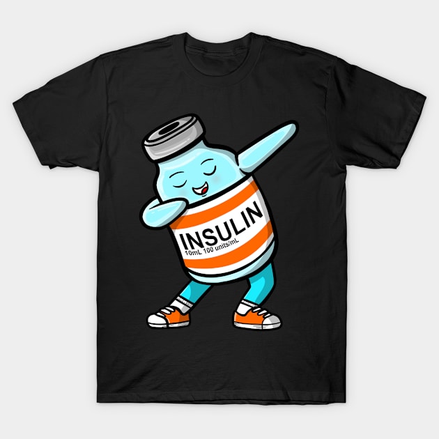 Type One Diabetes Dabbing Insulin Bottle Diabetes Awareness Month T-Shirt by JessieJune